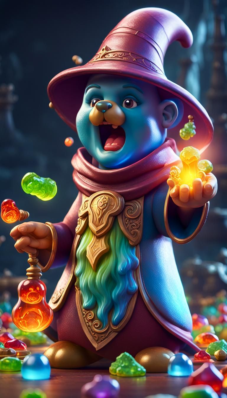 Gummy Bear Wizard Casts a Spell: 3D Game Art