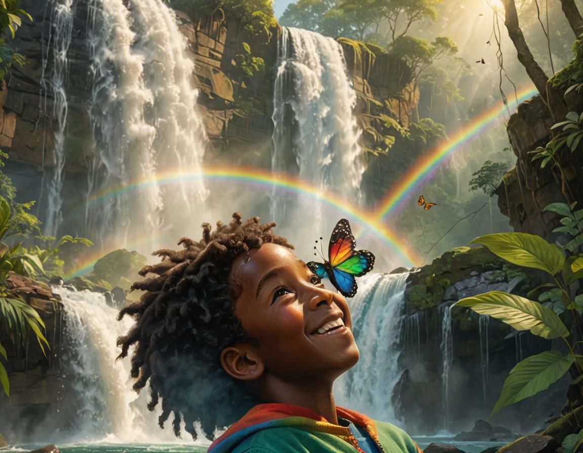 Boy with Butterfly: Matte Painting in Fantasy Style