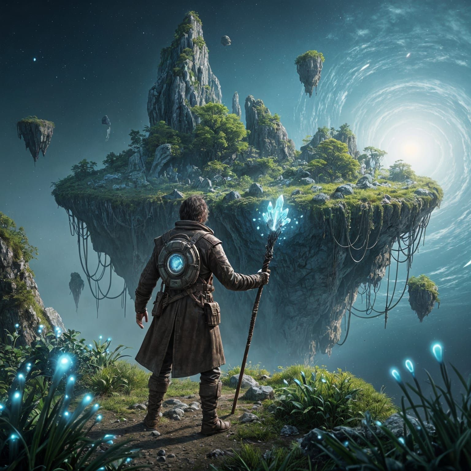 Explorer on Floating Island Nebula View