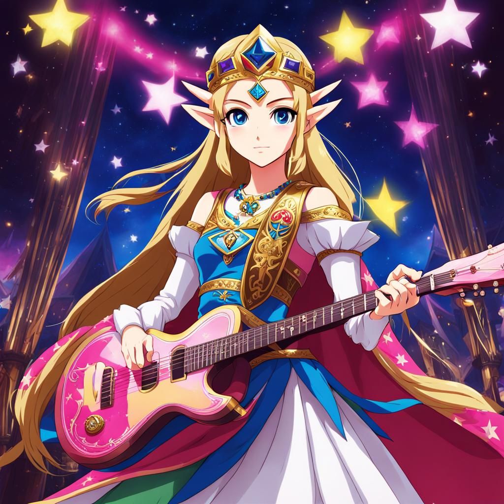 Princess Zelda as Pop Star in Anime Style