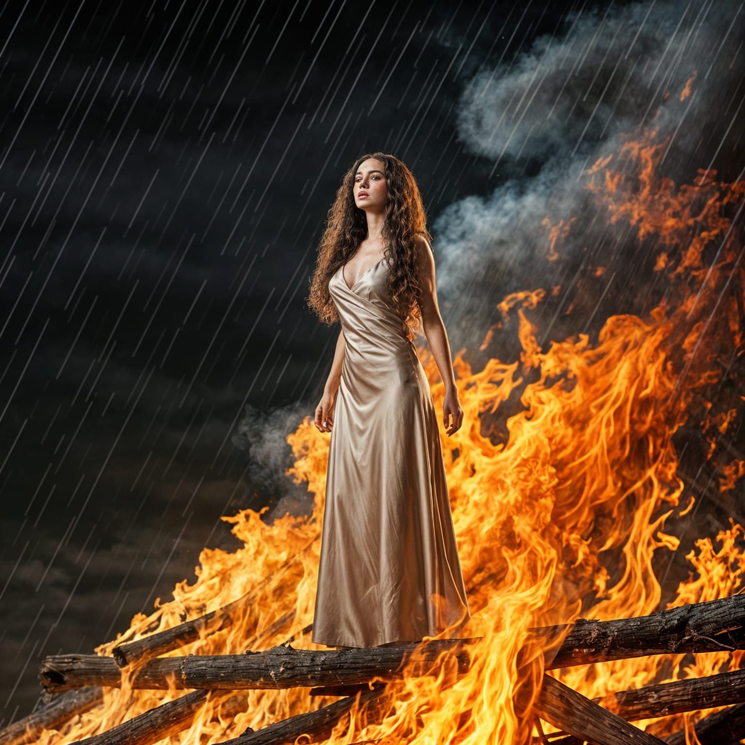 Woman on a Pyre Awaiting Witch Trial