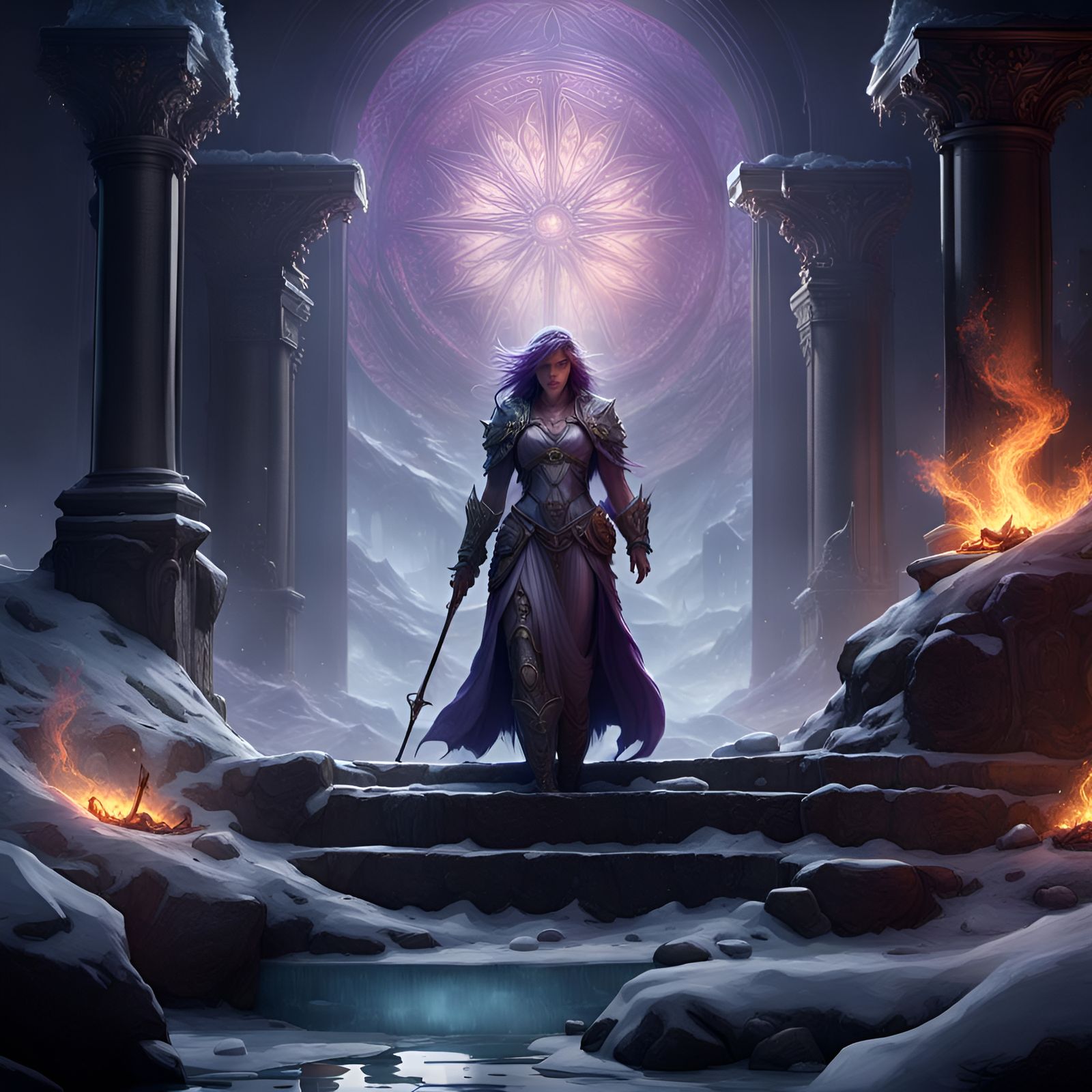 Dark Fantasy Fire and Ice Masterpiece