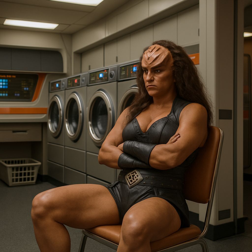 Klingon Woman's Laundry Day in Spaceship