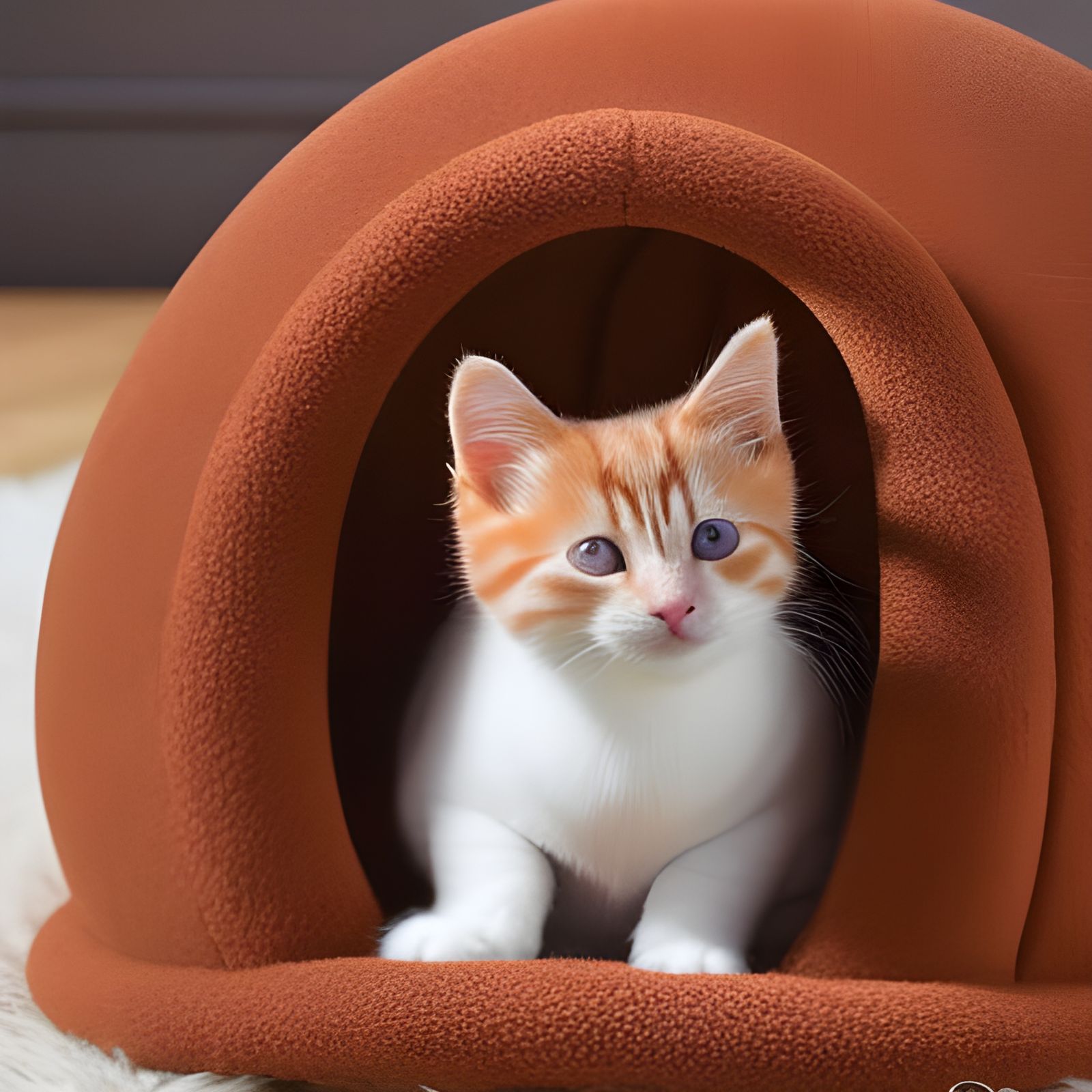 Ginger Kitten Sleeping in Cozy Cat Cave