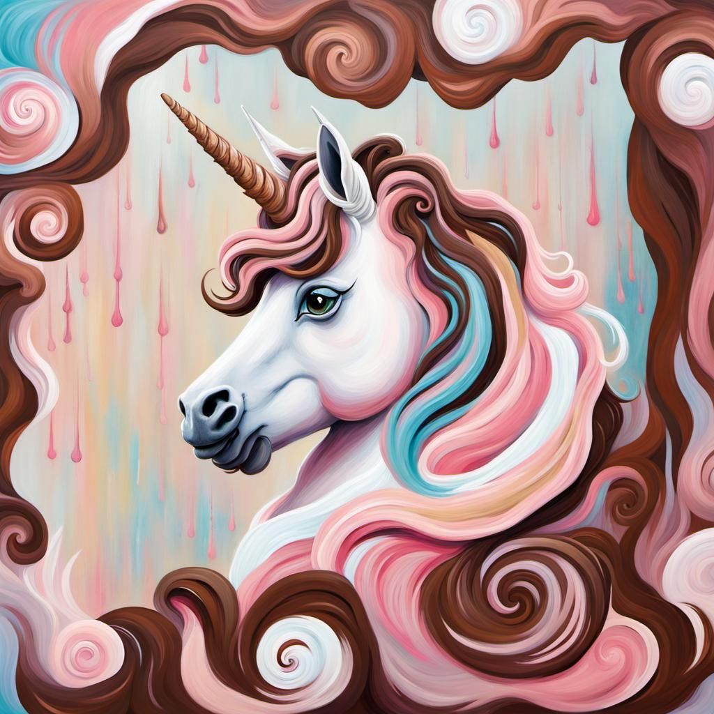 Neapolitan Unicorn in Acrylic Impasto Painting