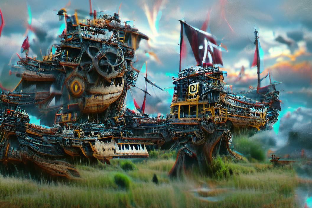Futuristic Pirate Ship Landscape in 8K Resolution
