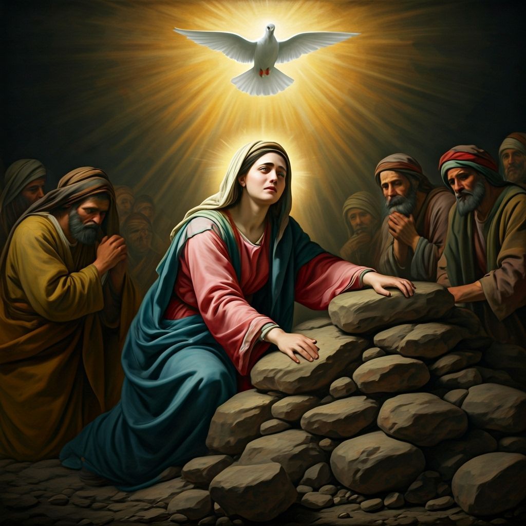 Mourning Woman with Dove in Old Master Style