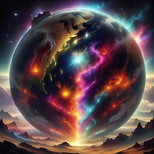 Cosmic Regions: Holographic Astral Illustration