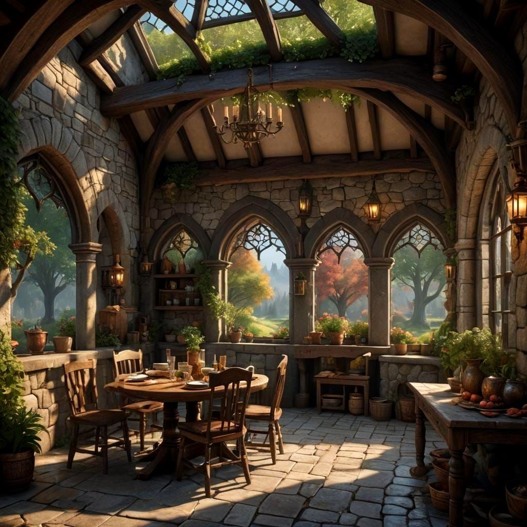 Cottage Dining Room in Medieval Fantasy Style