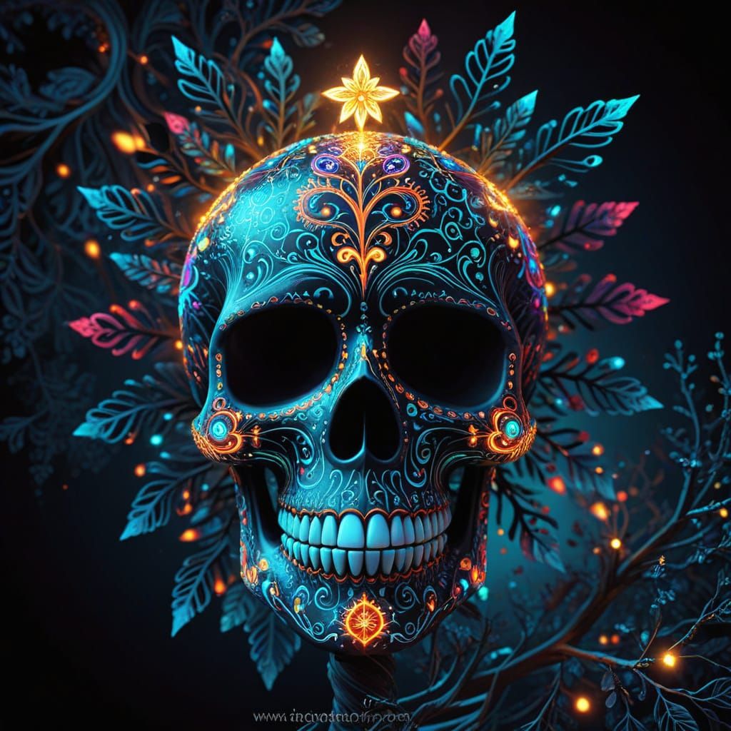 Day of the Dead Christmas Tree with Fractal Branches