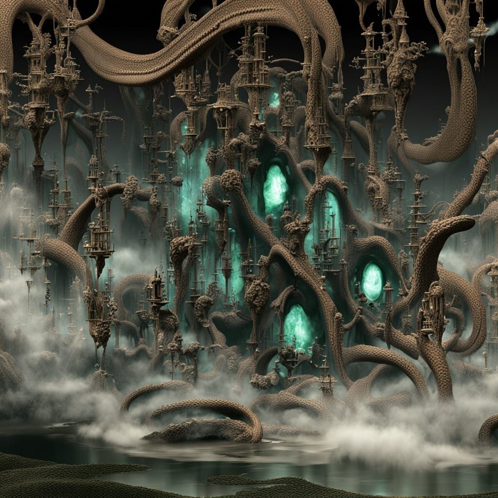 Ancient Glass Container in Turbulent Black Waves