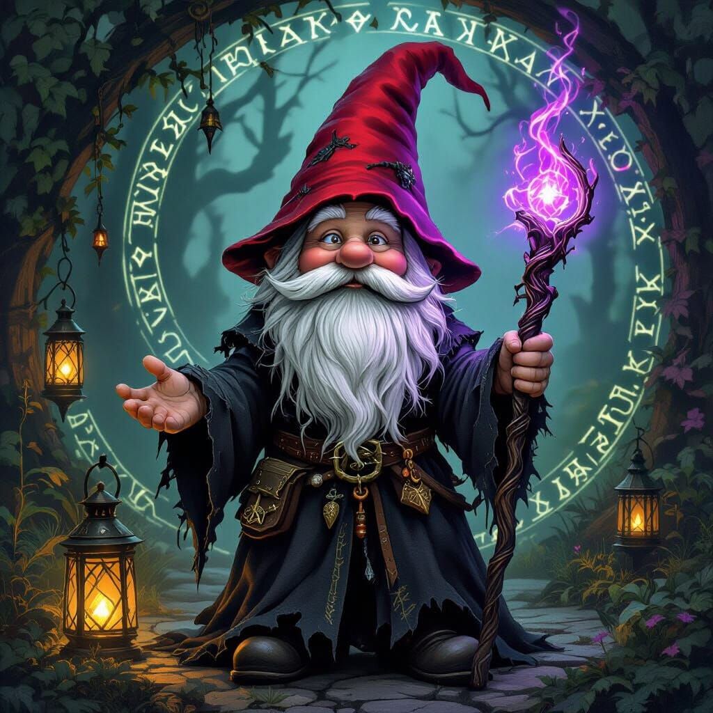 Garden Gnome Necromancer with Mystic Staff