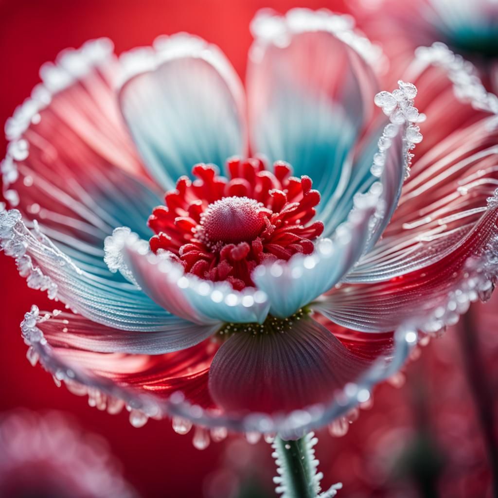 Icy Glass Poppy Flower by Jansson and Jean