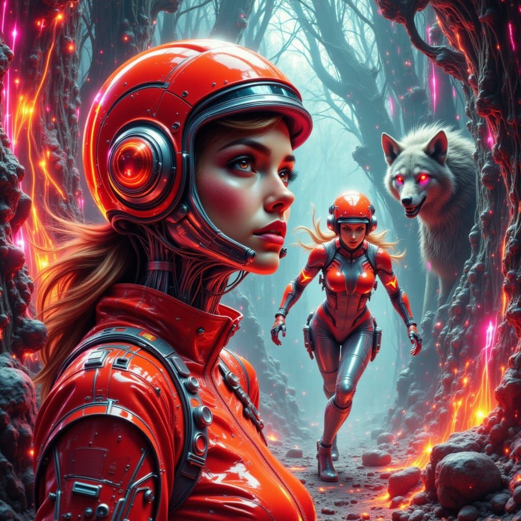 Little Red Riding Hood Cyberpunk Flight