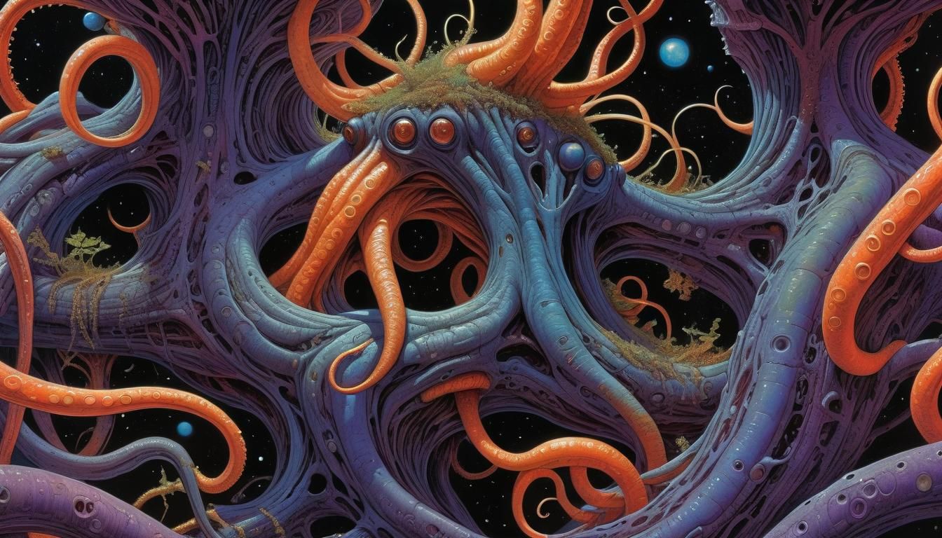 Psychedelic Space Root Tentacles in Sci-Fi Style
