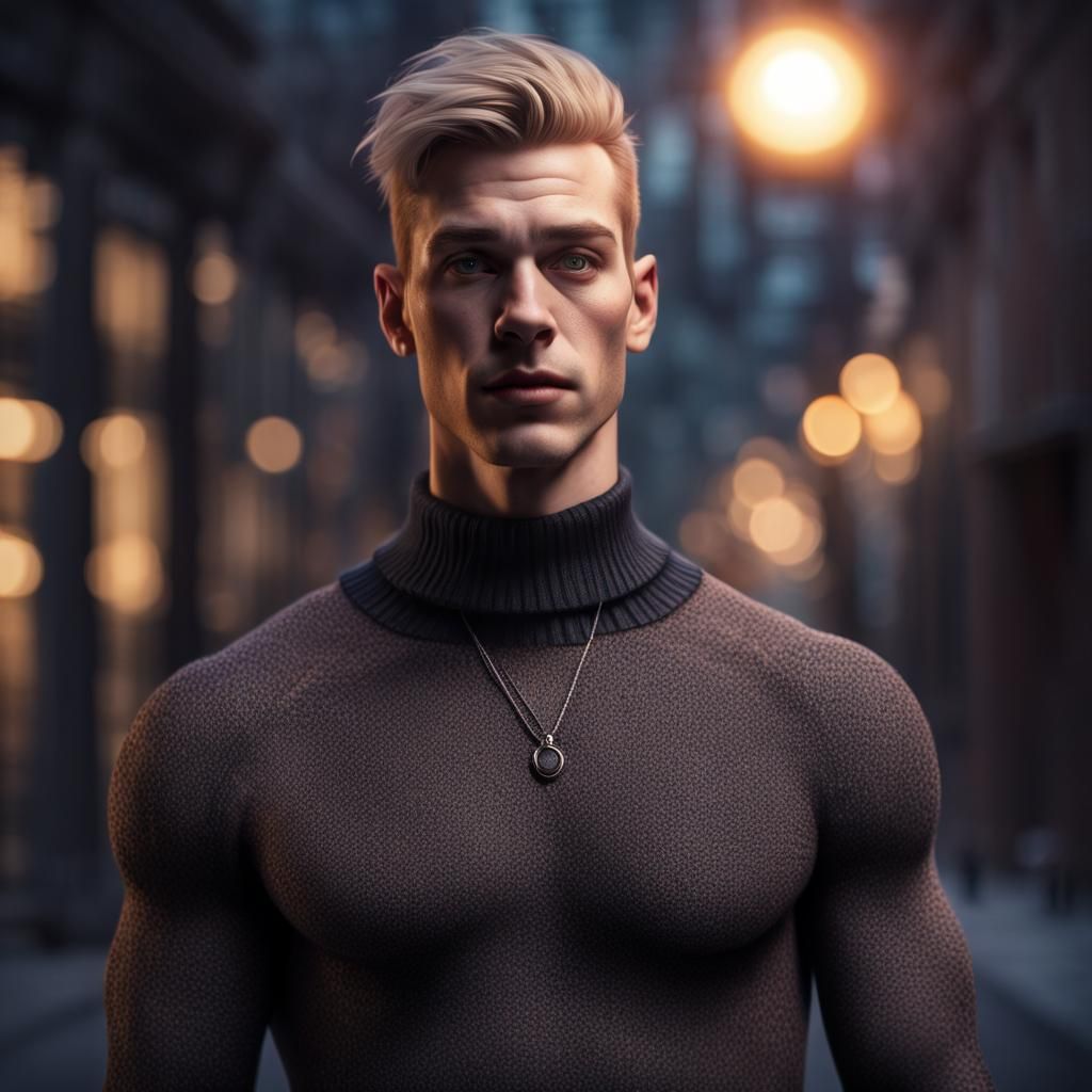 Goth Man Portrait in Anime Style