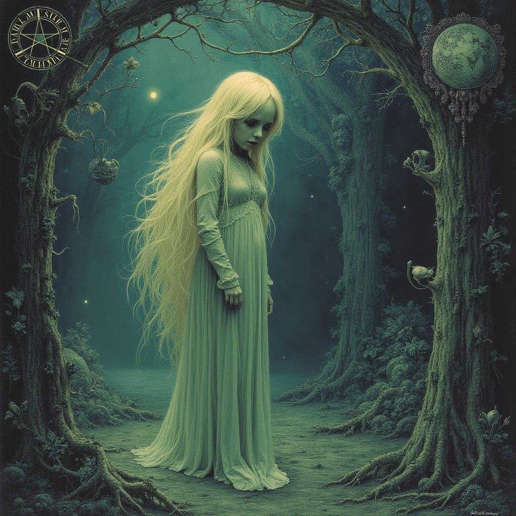 Ethereal Blonde Spirit in Dreamlike Symbolic Art