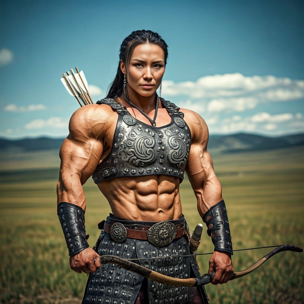 Mongolian Warrior Goddess in Photorealistic Portrait