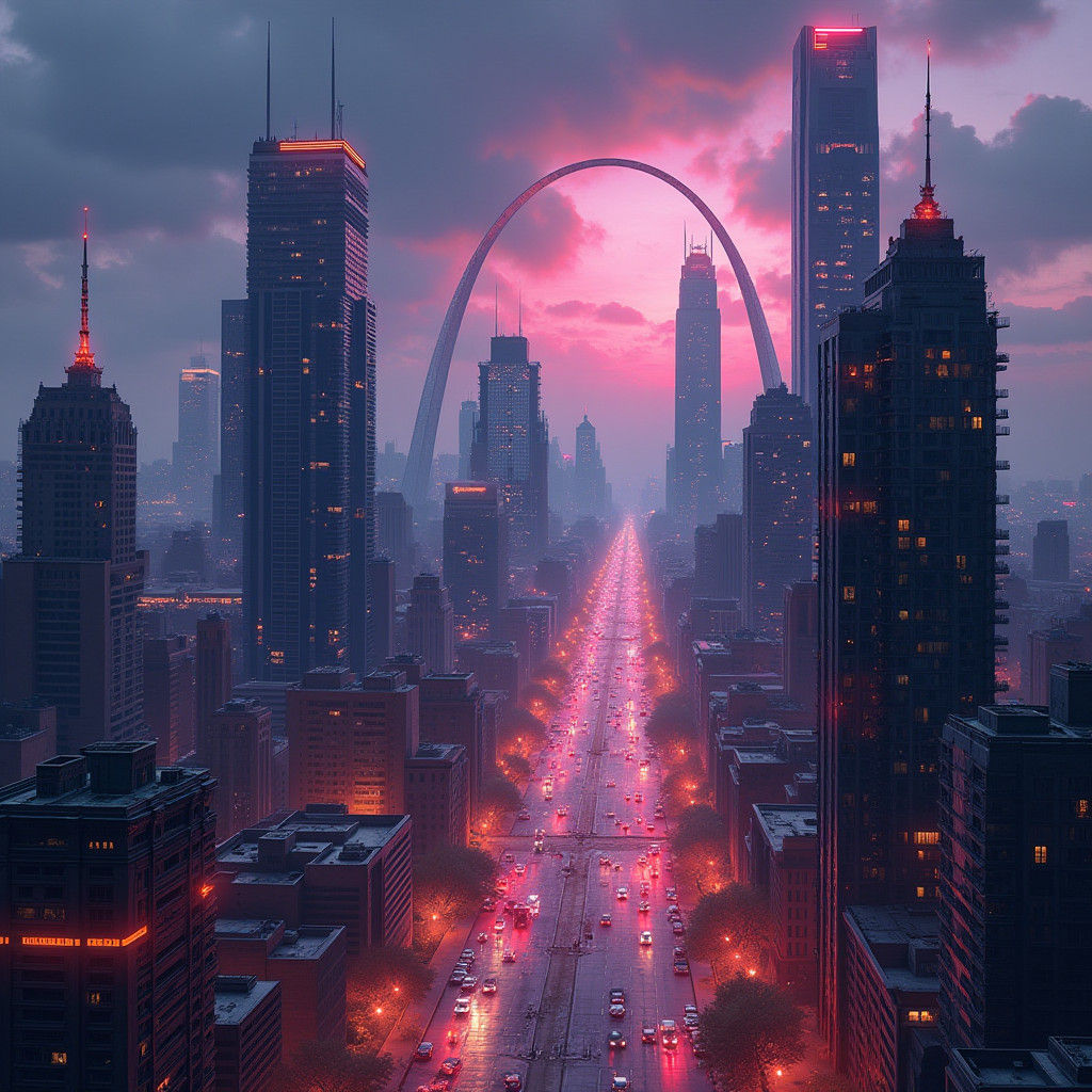 Cyberpunk St. Louis: A Dystopian Metropolis