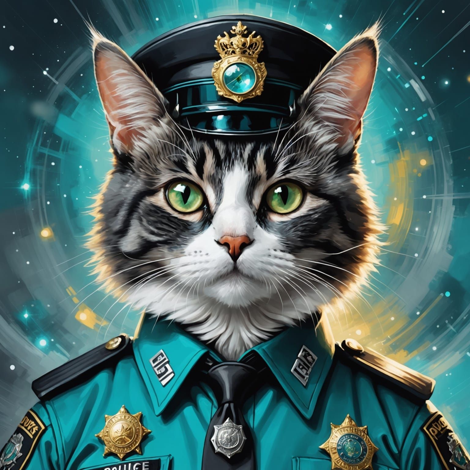 Policat in Abstract Digital Art Style