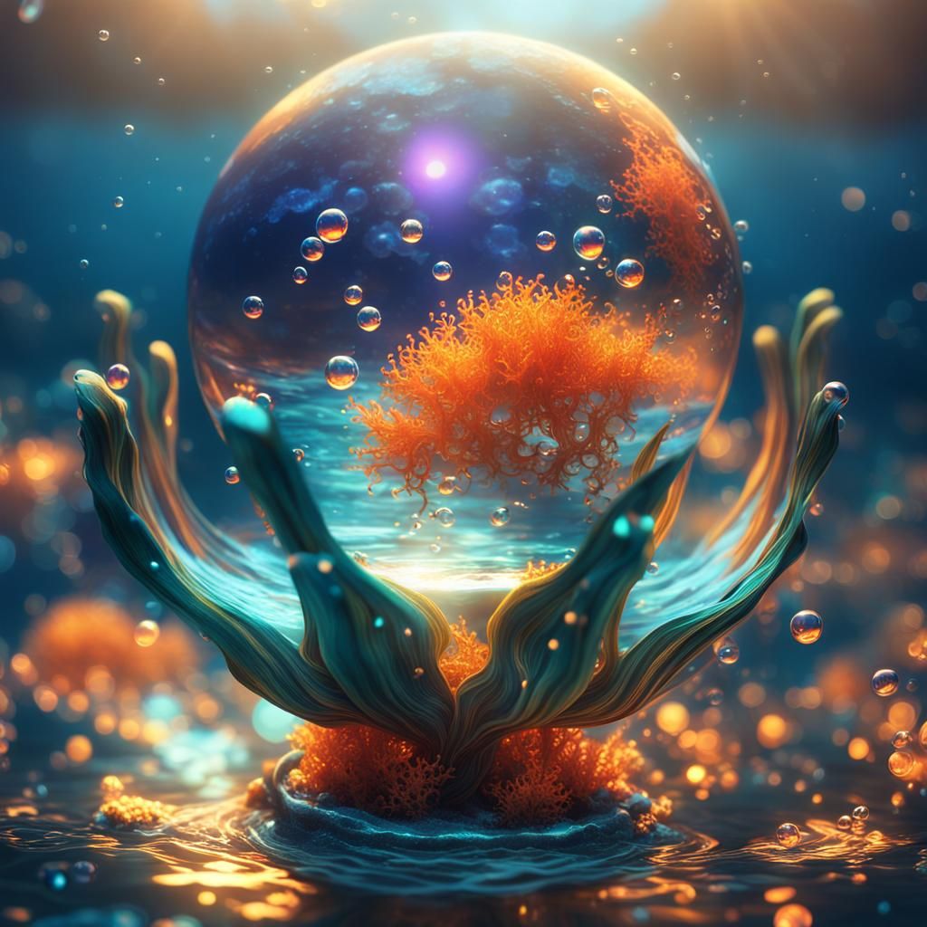 Mystical Underwater World: Bubbles from a Globe