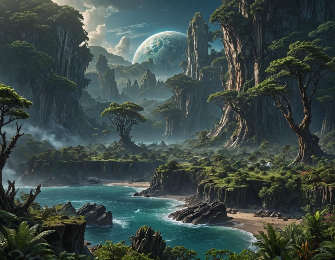 Alien Planet Terraforming: Hyperdetailed Digital Matte Paint...