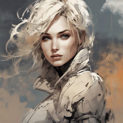 Beautiful Tatar Girl Portrait in Splash Art Style