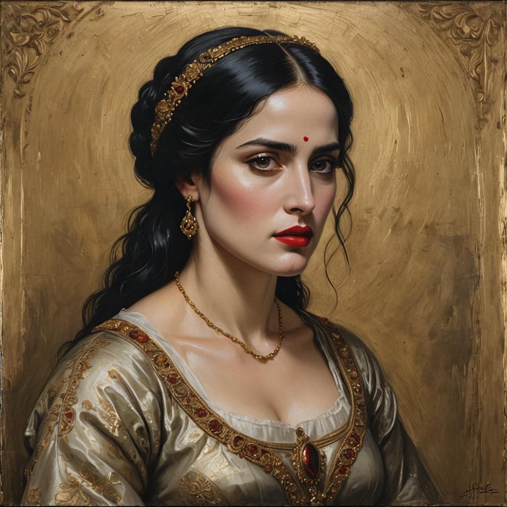 Renaissance Portrait of a Woman with Black Hair