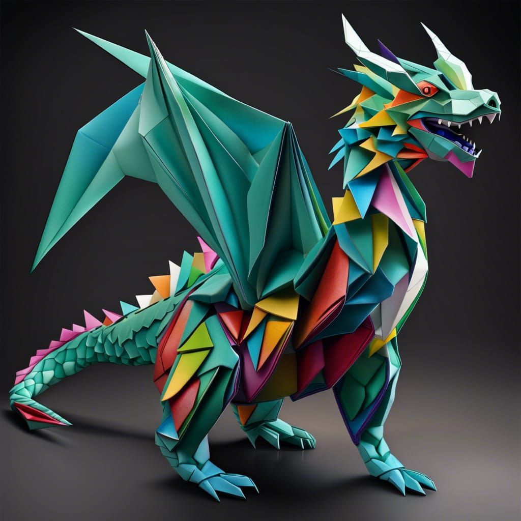 Vivid Realistic Origami Dragon