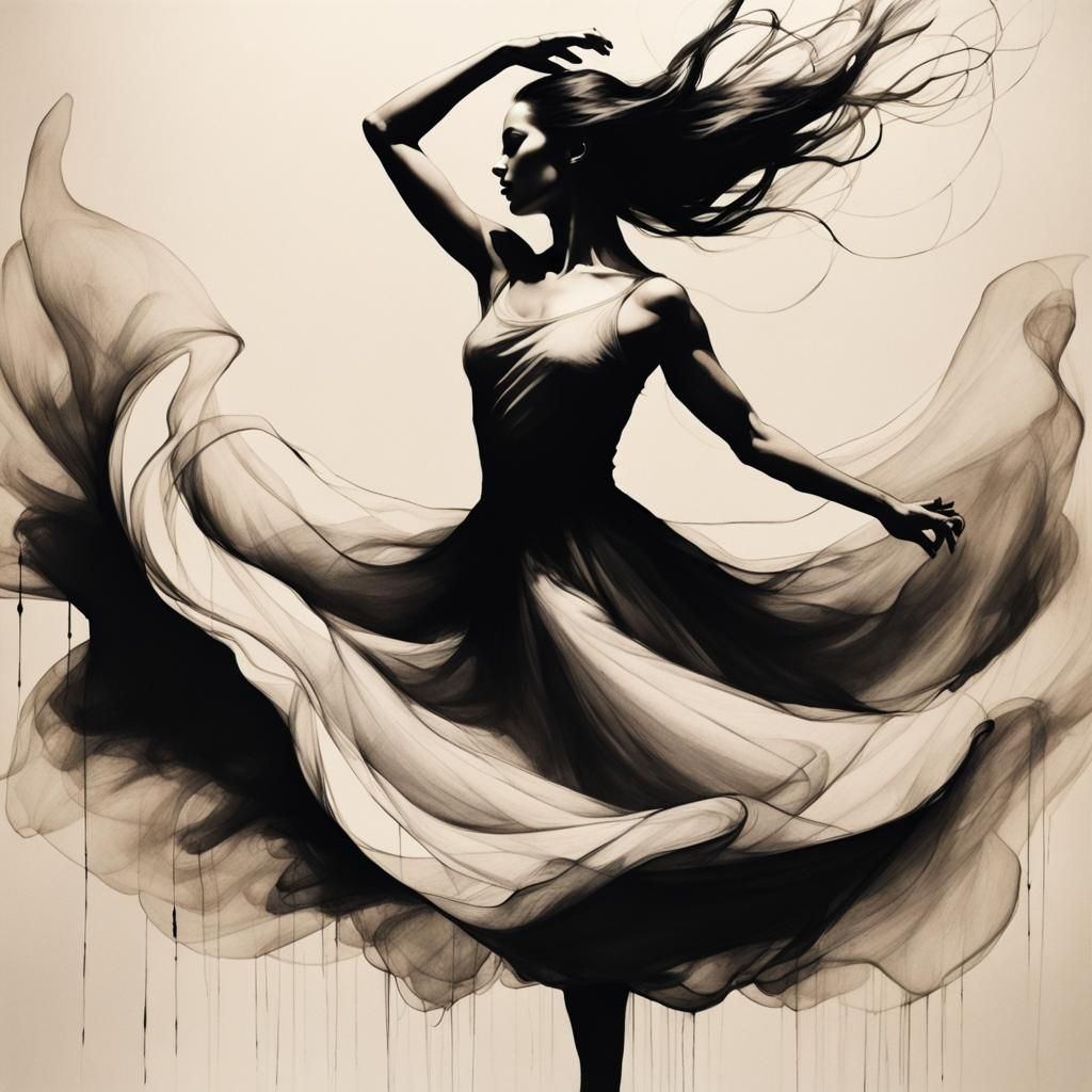 Ballet Dancer in Ink Sketch Fantasy