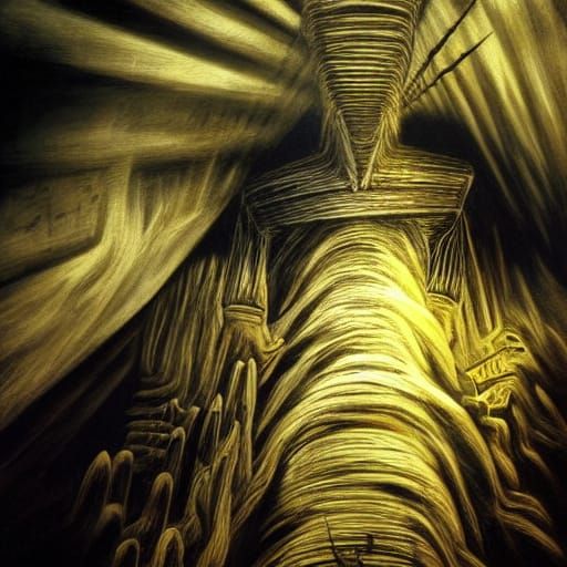 Eerie Humanoid Figure Emerges from Darkness in a Surreal, Hi...