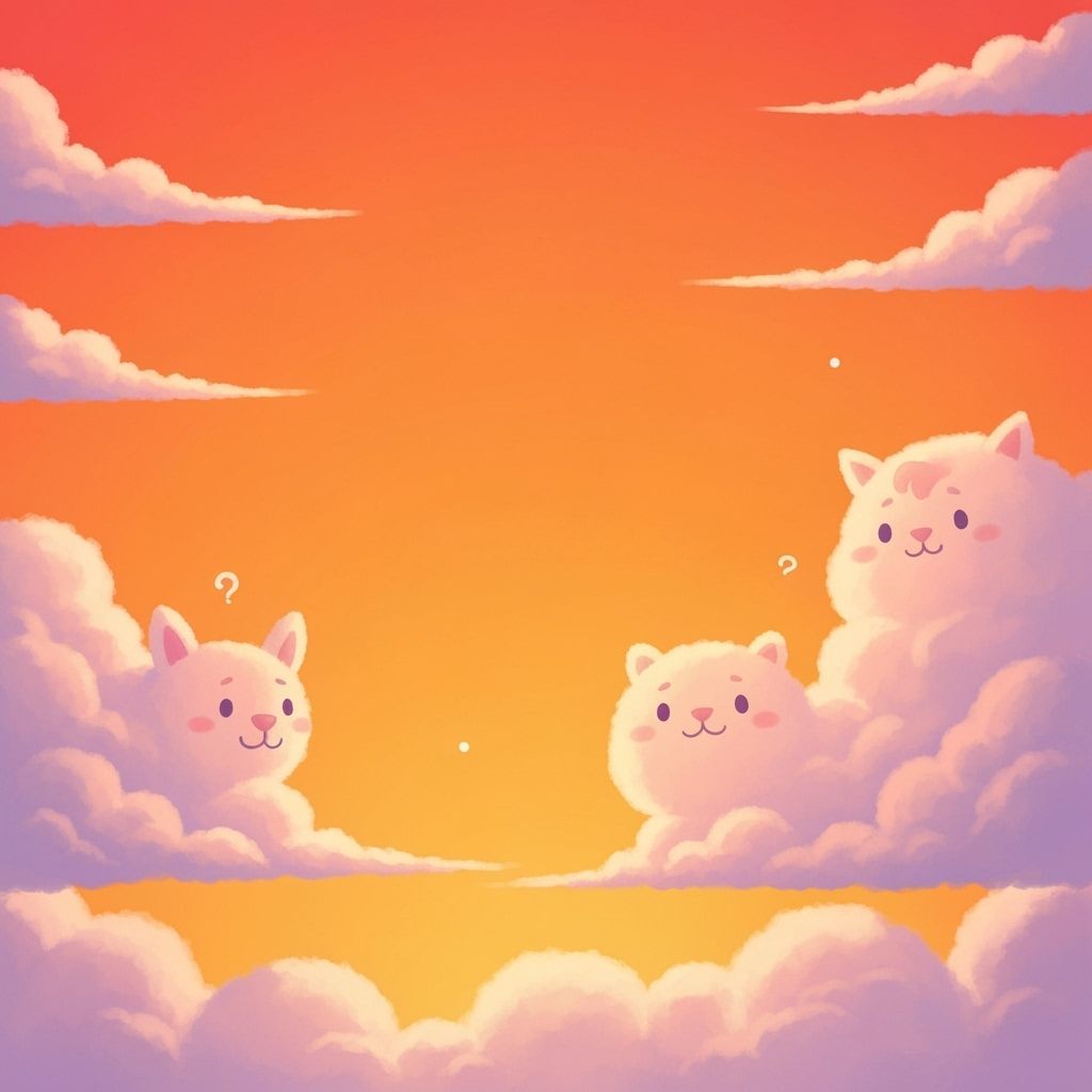 Playful Animal Clouds in Sunset Sky: Whimsical Digital Art