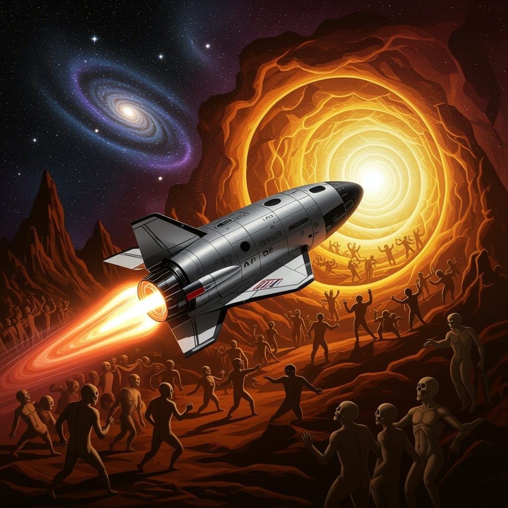 Cosmic Vessel Pierces Hellish Realm in a Hieronymus Bosch-In...