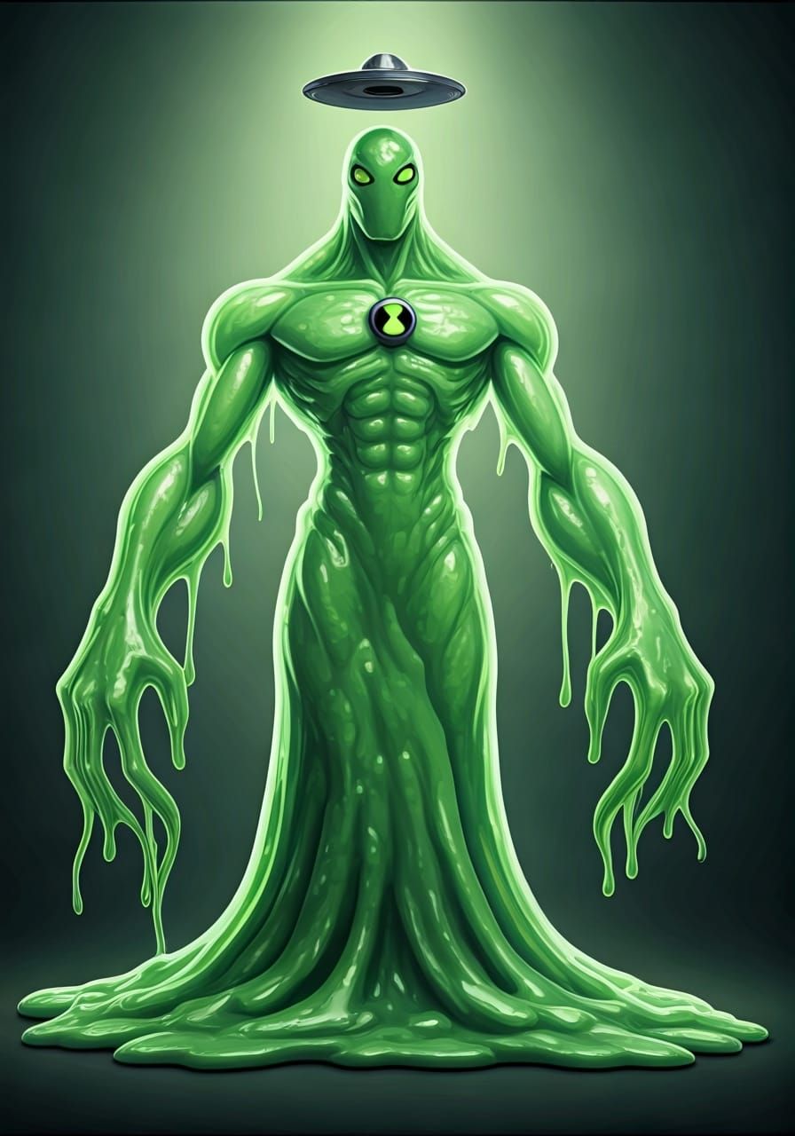 Realistic Transparent Slime Creature with Metal Disc