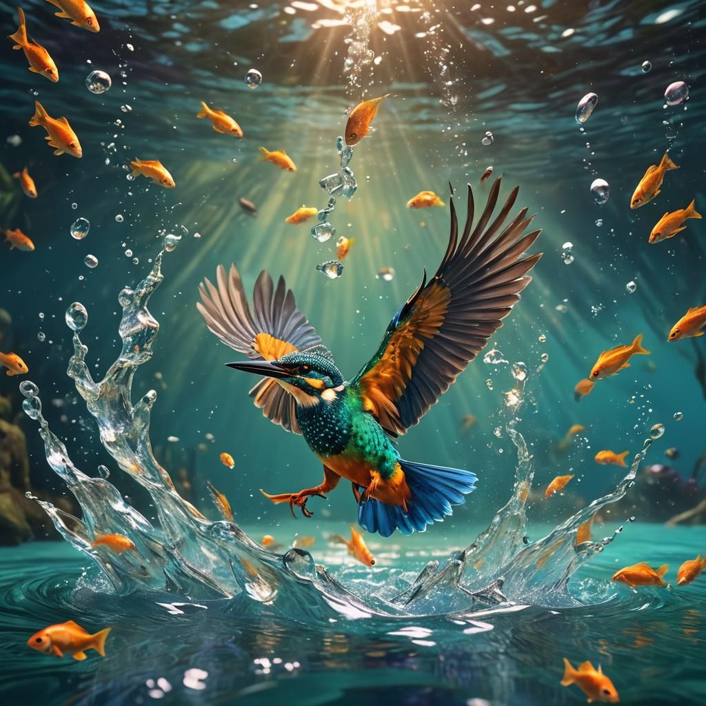 Kingfisher's Dive: A Digital Matte Painting