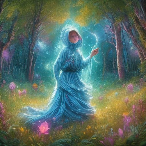 Impressionistic Red Tulip Field in Blue Sky