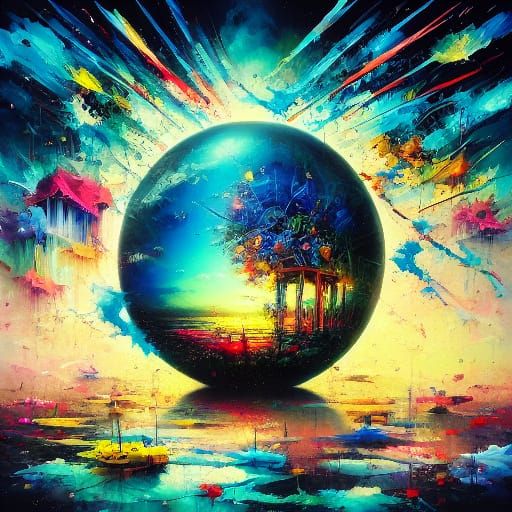 Mind Trapped in Glass Bubble, Abstract Graffiti Art