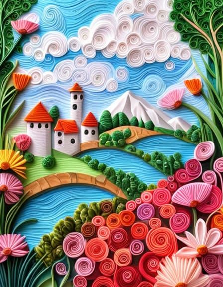 Paper quilling landscape