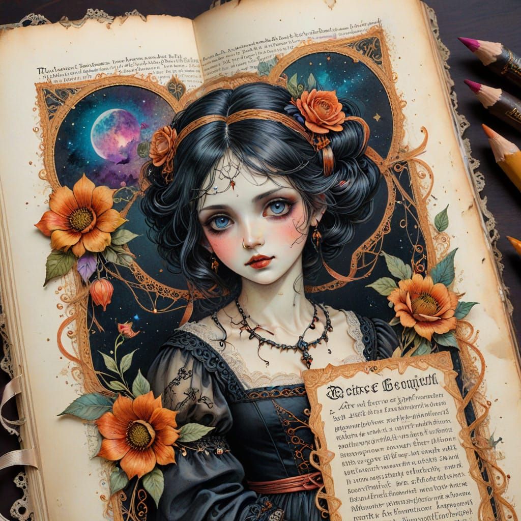 Antique Elegance: A Vintage Illustration of a Haunted Belove...