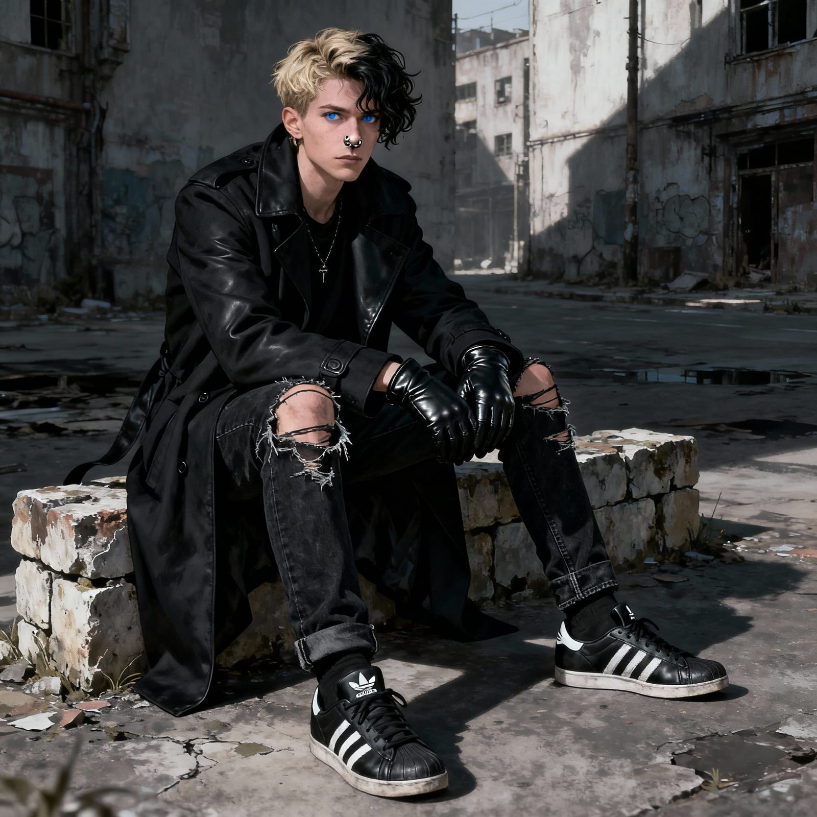 Urban Concept Art of Man on Stone Wall