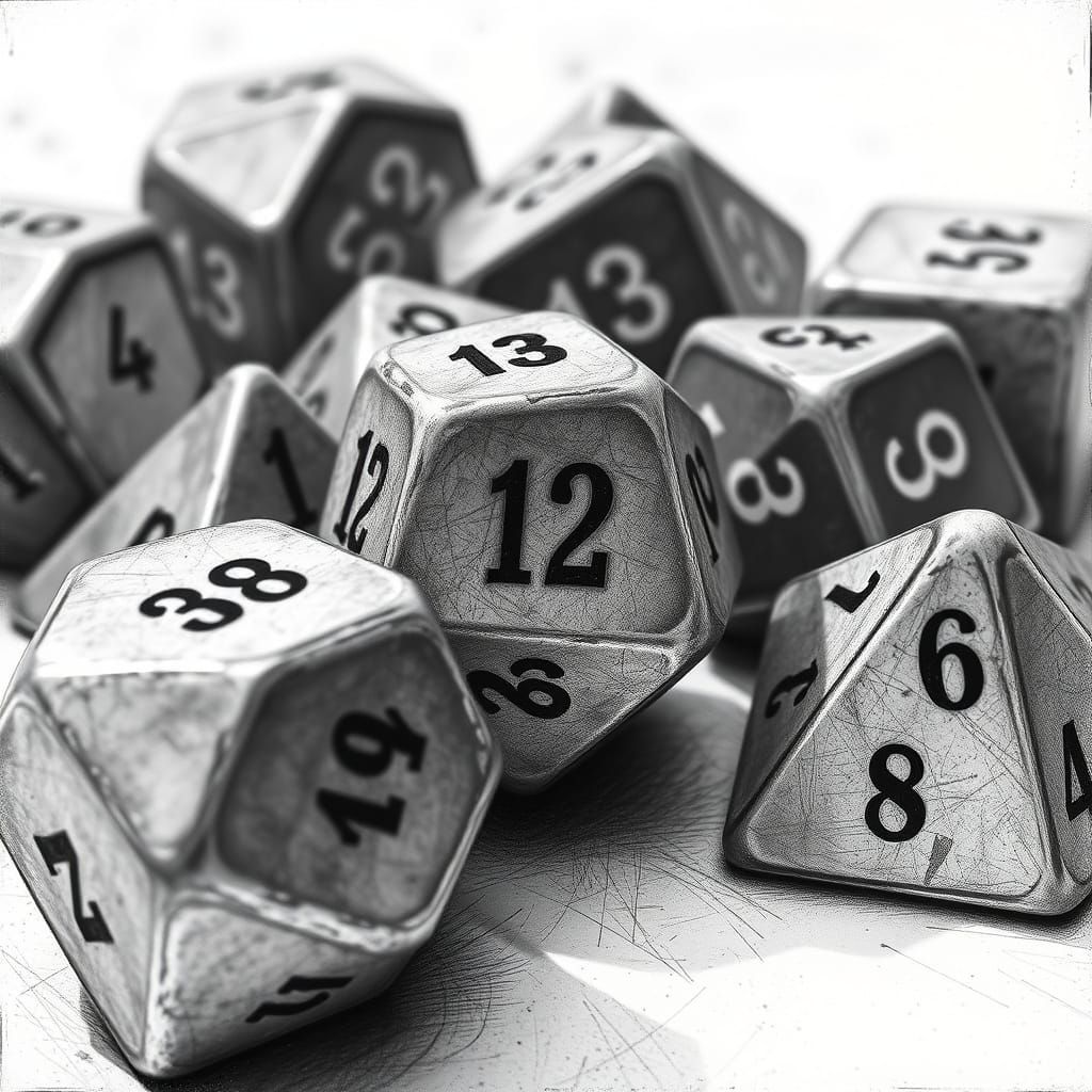 Hyper-Realistic Charcoal D20 Dice Art
