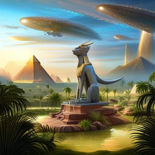 Reptilian Sphinx in Egyptian Jungle Fantasy Concept Art