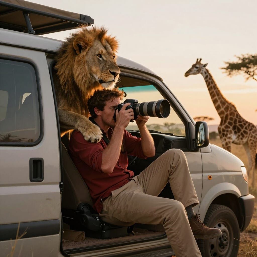 Lion Startles Photographer Awake in Dream