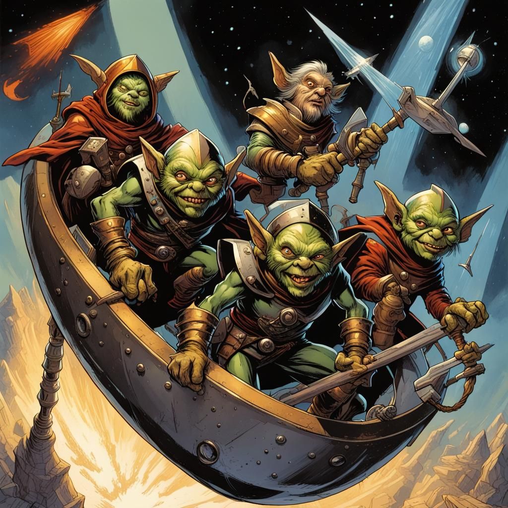 Medieval Goblins in a Spaceship: Comic Book Art