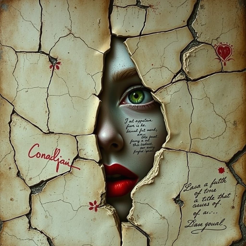 Fragmented Face Emerging: Dreamlike Symbolic Portrait