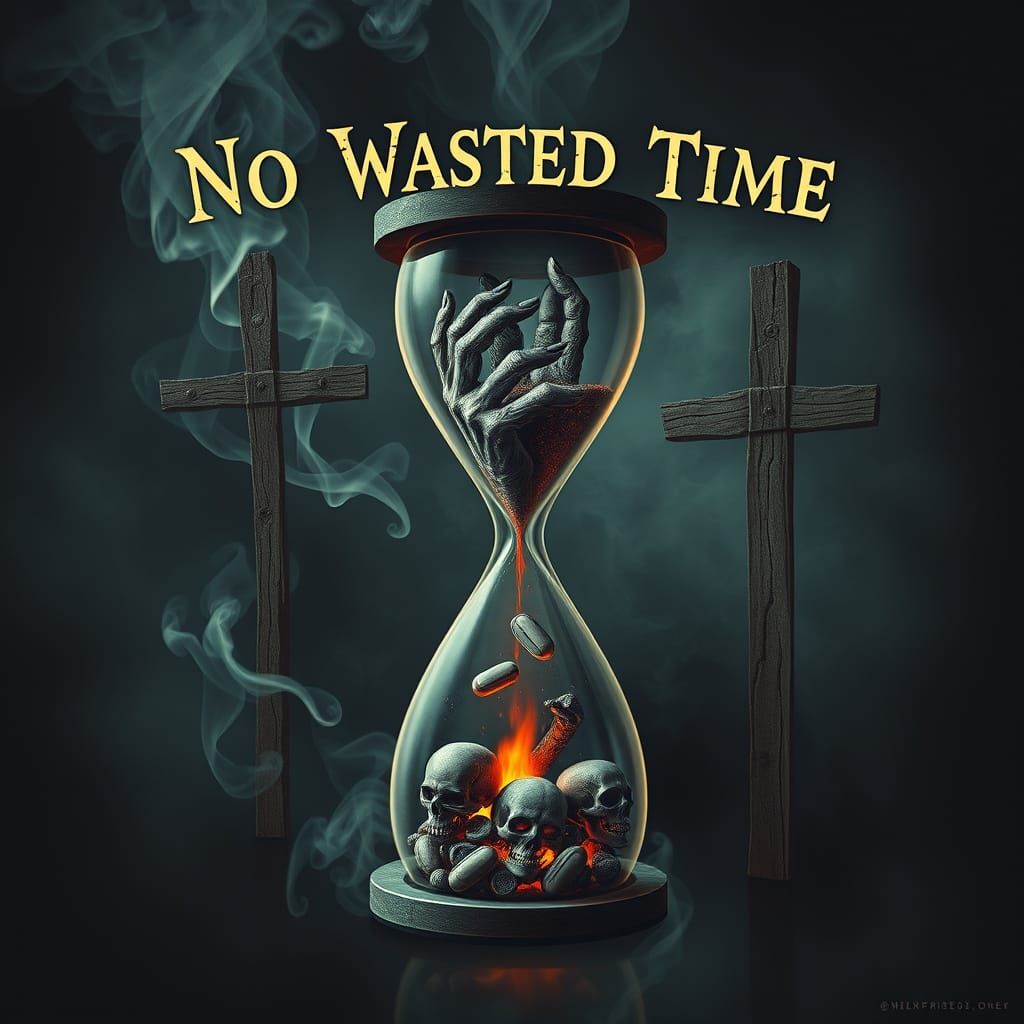 Ethereal Hourglass of Despair in a Dark Surreal Dreamscape