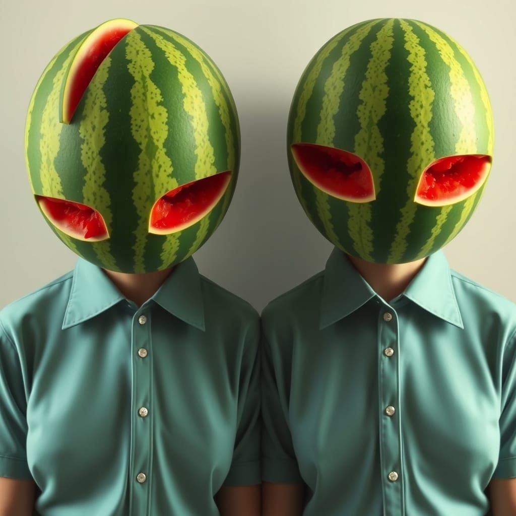 Surreal Watermelon Heads in Vibrant Summer Style