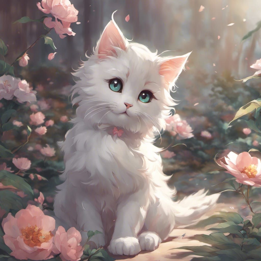 Cute Furry Cat in Anime Key Visual Style