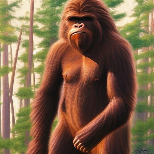 Bigfoot Captured in Oil Painting