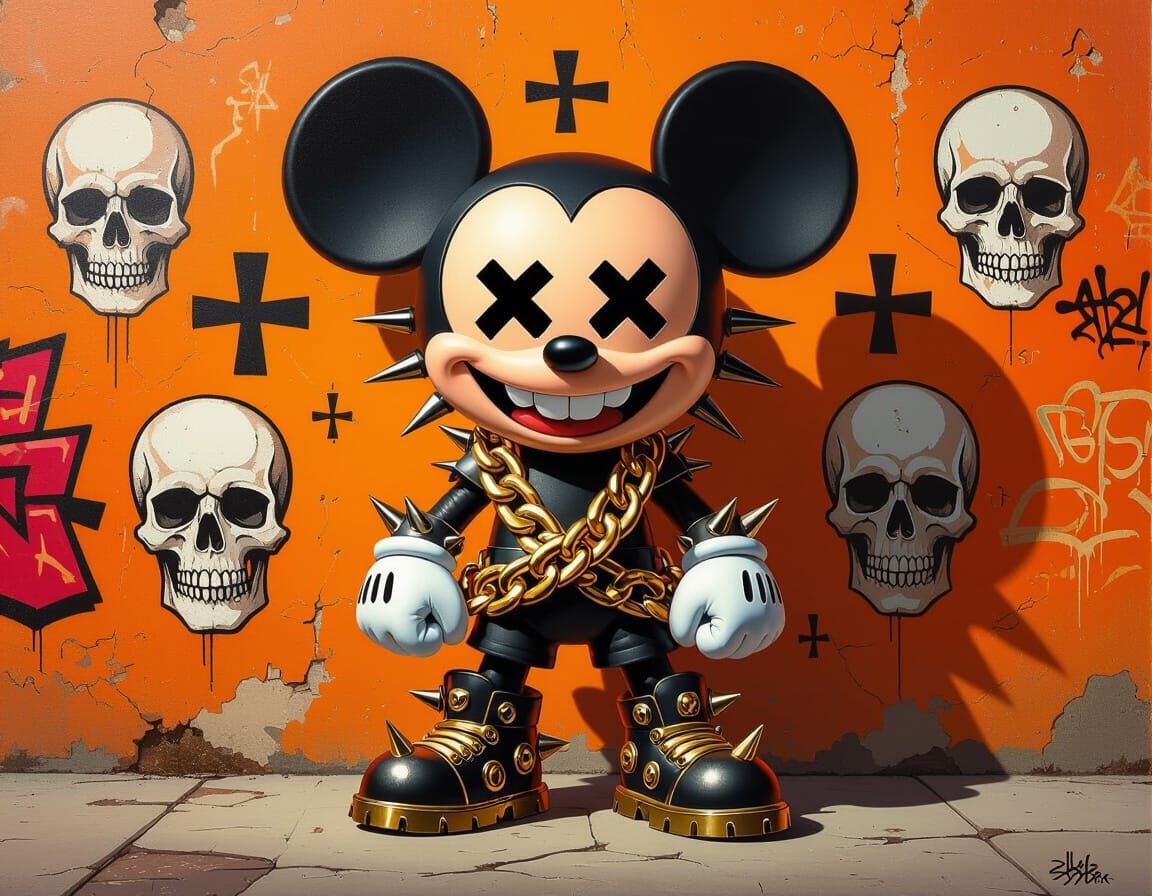 Cartoon Character in Urban Graffiti Style